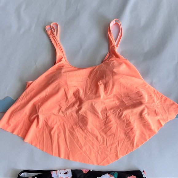 NWT!!!  2 Piece Floral and Neon Orange Tankini Bikini Set sz XXL/2XL - Picture 3 of 10